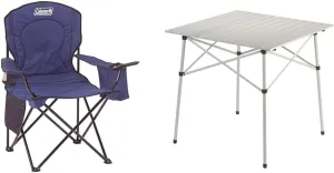 Coleman Portable Quad Camping Chair with 4-Can Cooler, Cushioned Seat & Back with Side Pockets & Cup Holder, Carry Bag Included