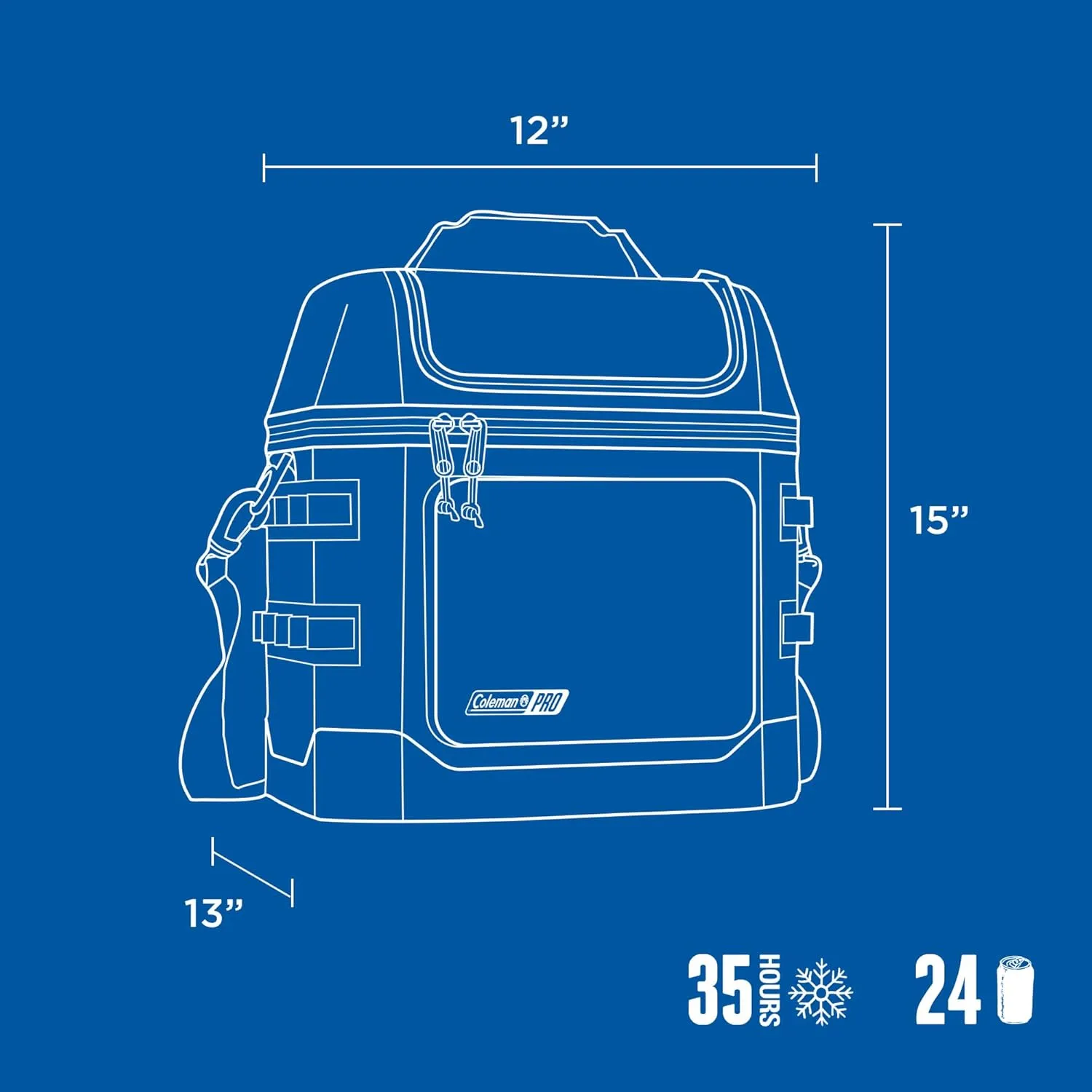 Coleman Pro 24-Can Premium Soft Cooler Lunchbox, Fully Insulated Lid & Body Stays Cold up to 35 Hours