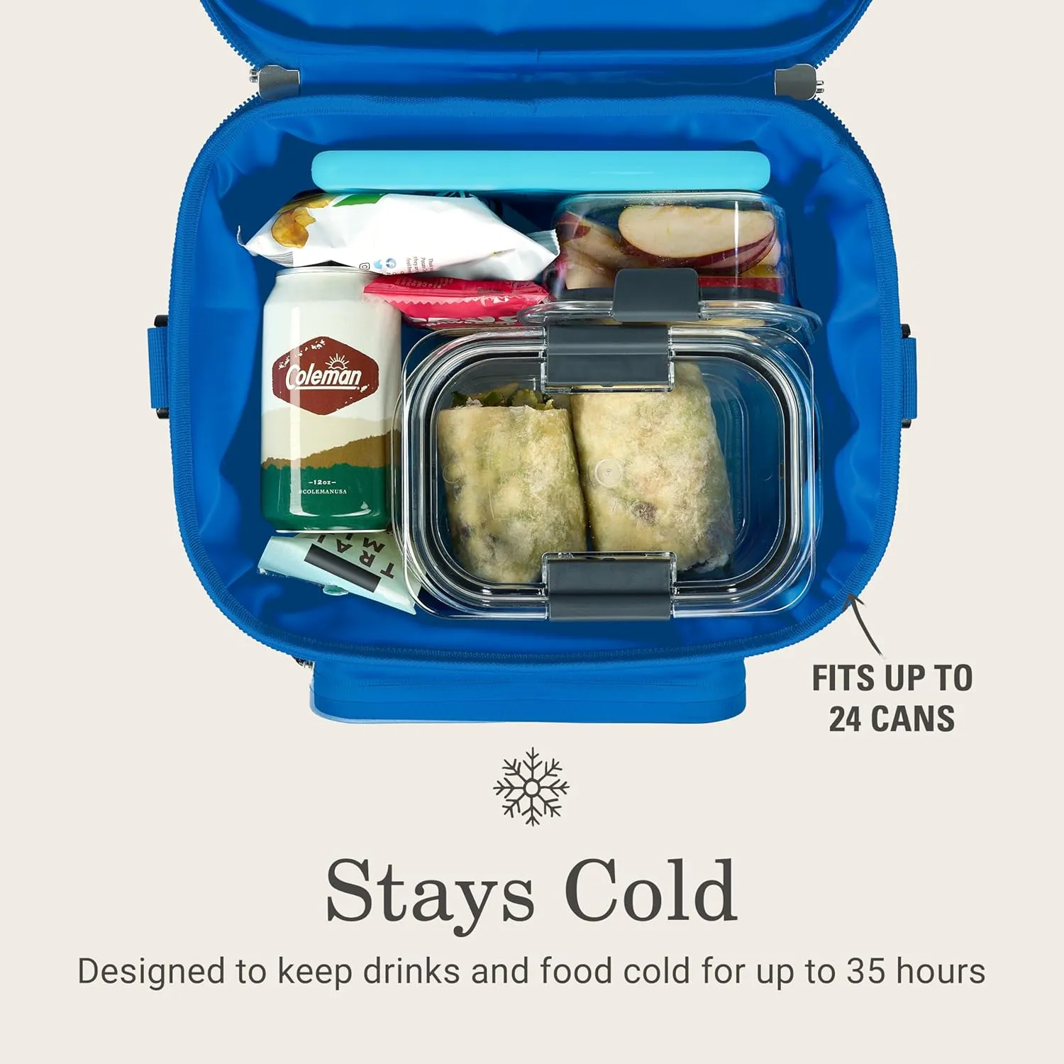 Coleman Pro 24-Can Premium Soft Cooler Lunchbox, Fully Insulated Lid & Body Stays Cold up to 35 Hours