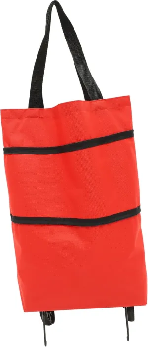 Collapsible Grocery Tey Bag with Wheels Shoulder Straps Outdoor Storage for Shopping Laundry Travel and