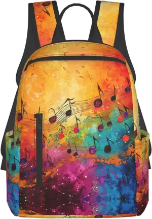 Colorful Music Notes print Fashion Backpacks Hiking Camping Day bags Men Women Traveling Outdoor backpacks