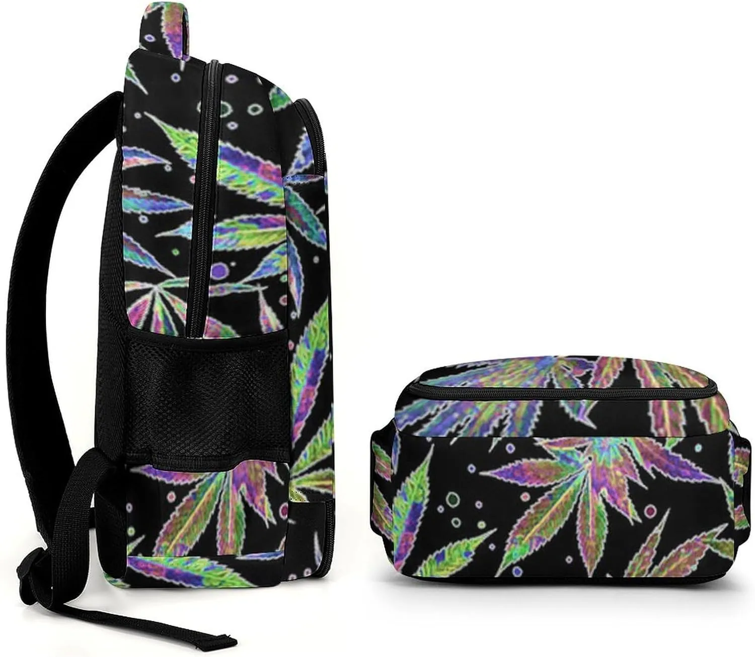 Colorful Neon Pot Leaf Weeds Capacity Commuter Lightweight Fashion Travel Backpack Unisex