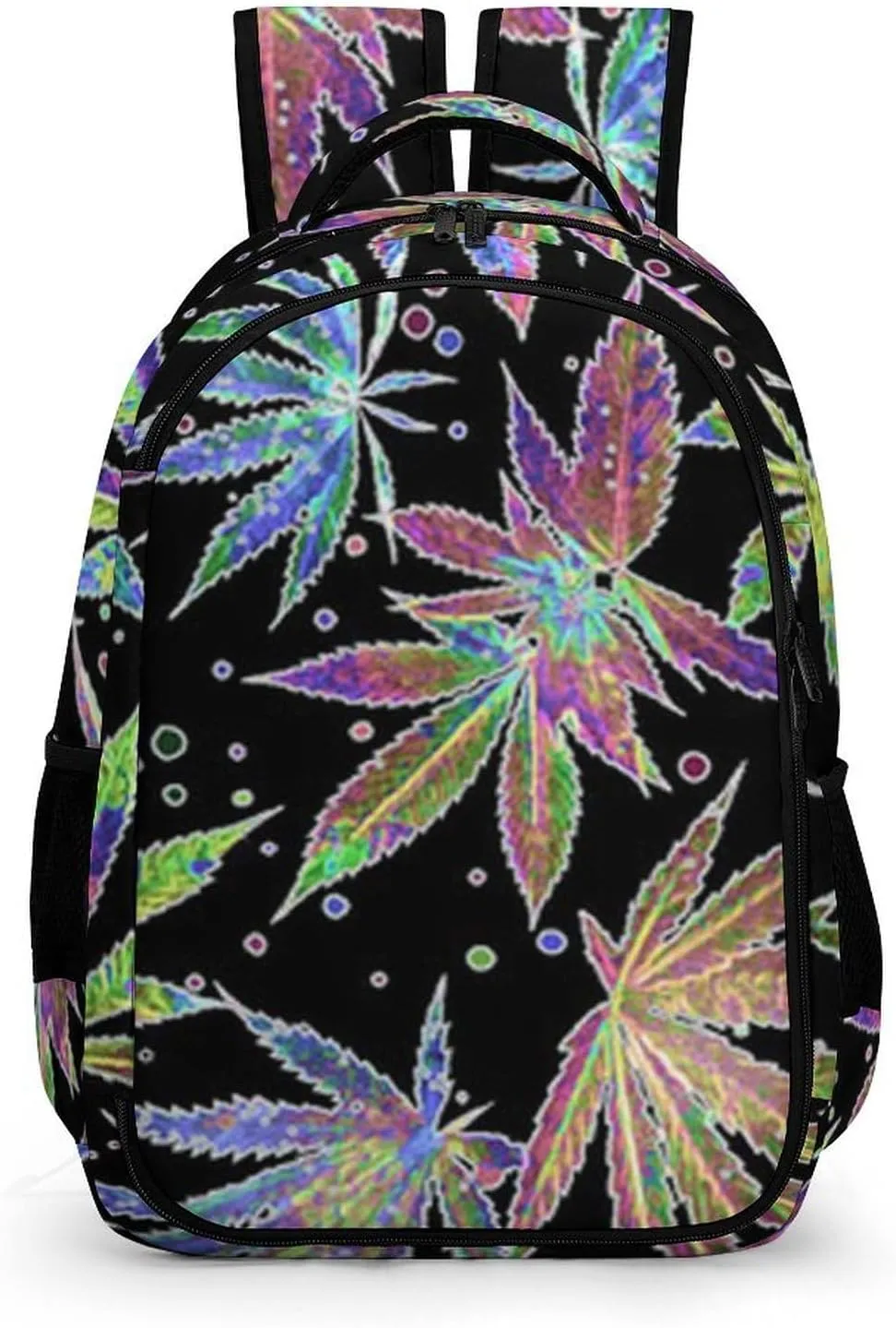 Colorful Neon Pot Leaf Weeds Capacity Commuter Lightweight Fashion Travel Backpack Unisex