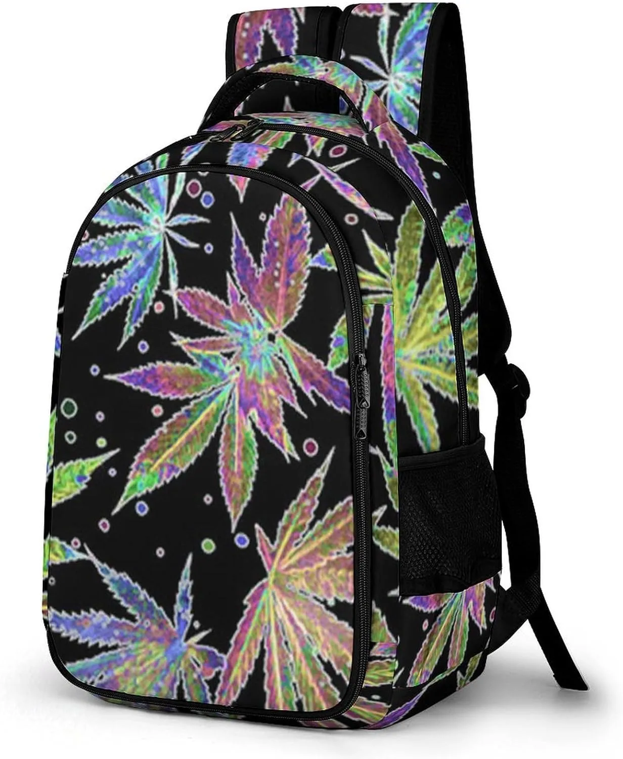Colorful Neon Pot Leaf Weeds Capacity Commuter Lightweight Fashion Travel Backpack Unisex