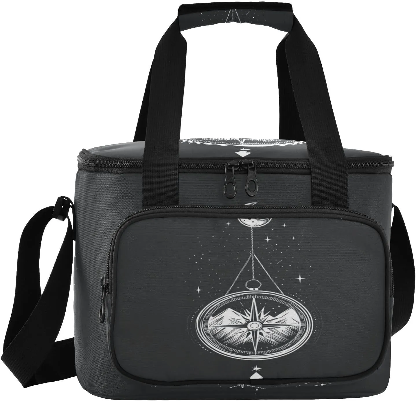 Compass Mountain Starry Black Insulated Cooler Bag for Women Men Leakproof 24 Can Camping Lunch Coolers for Work Office Picnic