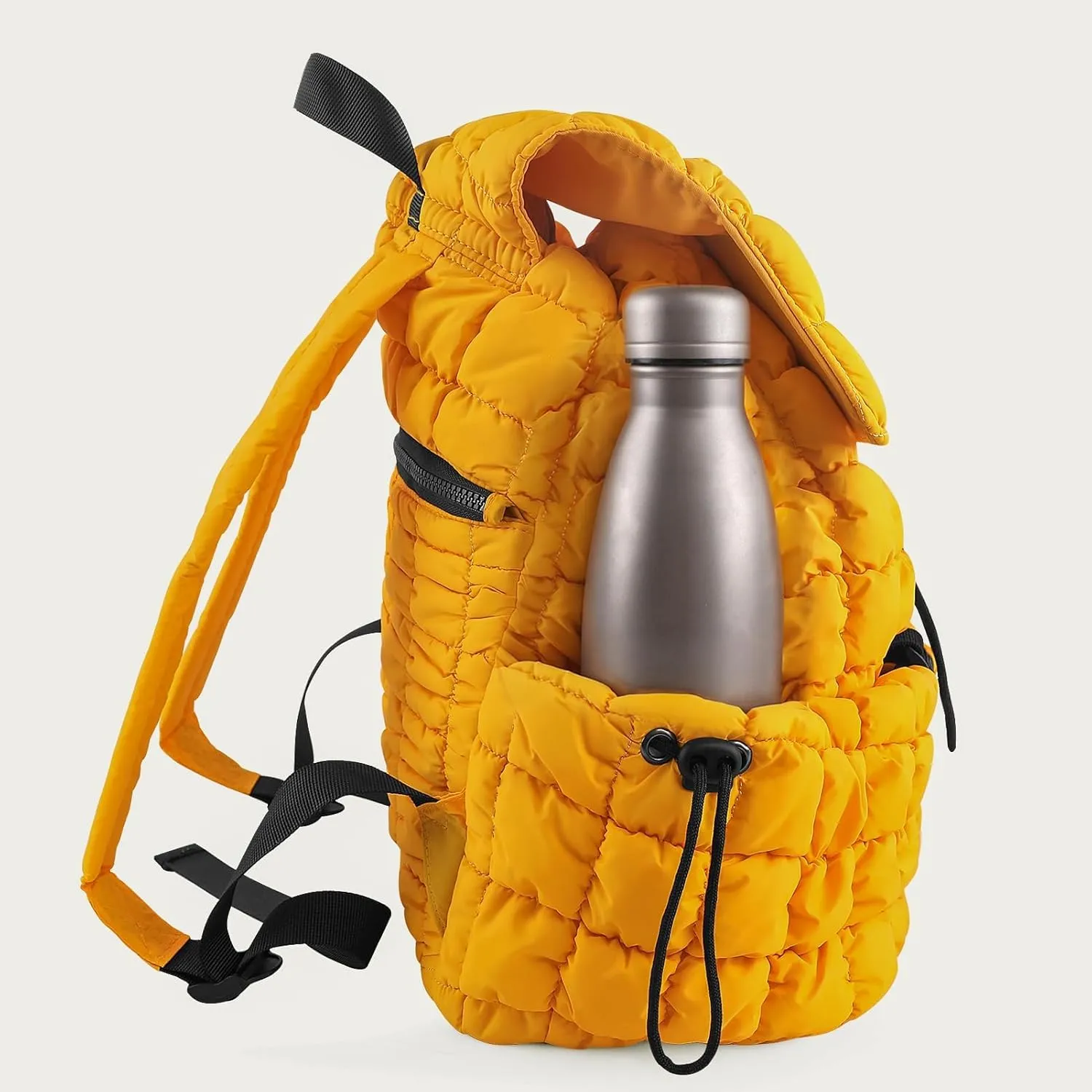 CONTAIL 18L Quilted Puffer Backpack for Women,Lightweight Puffy Hiker Pack,Yellow