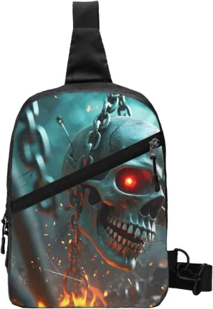 Cool Evil Skull Print Men's and Women's Foldable Crossbody Bag,Sports Crossbody Bags,and Daily Chest Bags