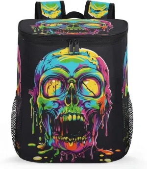 Cooler Backpack 30 Cans, Rainbow Zommbie Skull Insulated Backpack Cooler Leak Proof Lunch Picnic Beach Work Trip Thermal Bag Drink Beverage Beer Soft Cooler Bag