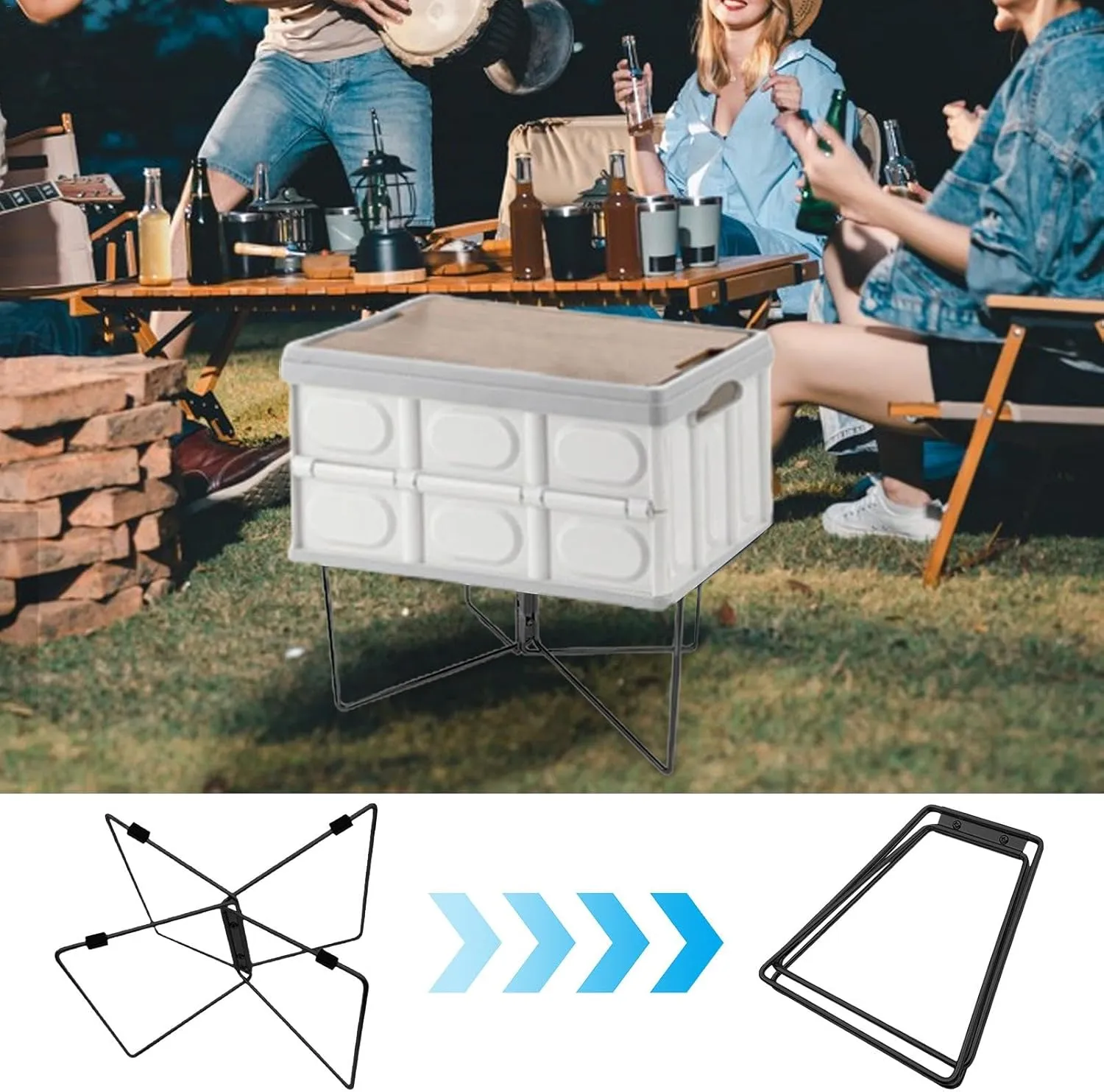 Cooler Stand, Folding Cooler Stand, Camping Stand Frame, Portable Cooler Stand, Non-Slip Cooler Stand, Stainless Folding Stand, Anti-Moisture Camping Bucket Stand for BBQ Cooking