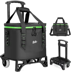 Cooler with Wheels and Handle 38 Cans, Detachable Rolling Cooler, Industrial-Grade Trolley, Portable Insulated Leak Proof Waterproof, for Camping, Picnic, Beach, Drink, Travel, Car