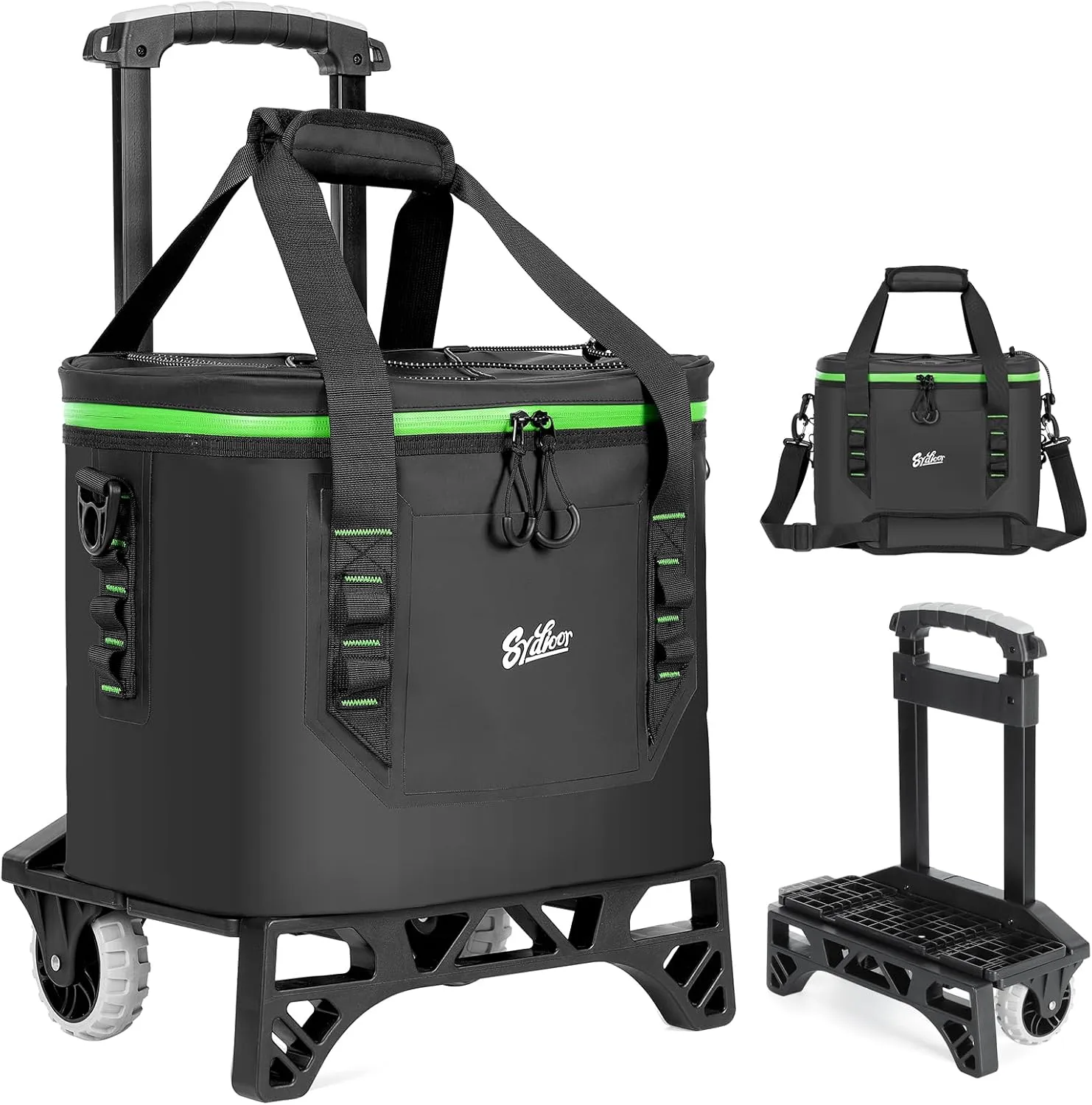 Cooler with Wheels and Handle 38 Cans, Detachable Rolling Cooler, Industrial-Grade Trolley, Portable Insulated Leak Proof Waterproof, for Camping, Picnic, Beach, Drink, Travel, Car