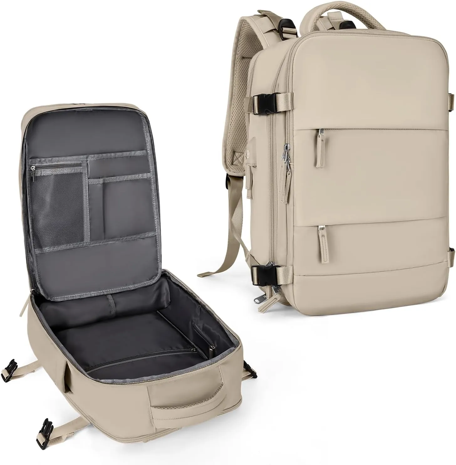 coowoz Large Travel Backpack For Women Men,Carry On Backpack,Hiking Backpack Waterproof Outdoor Sports Rucksack Casual Daypack travel essentials（Khaki）