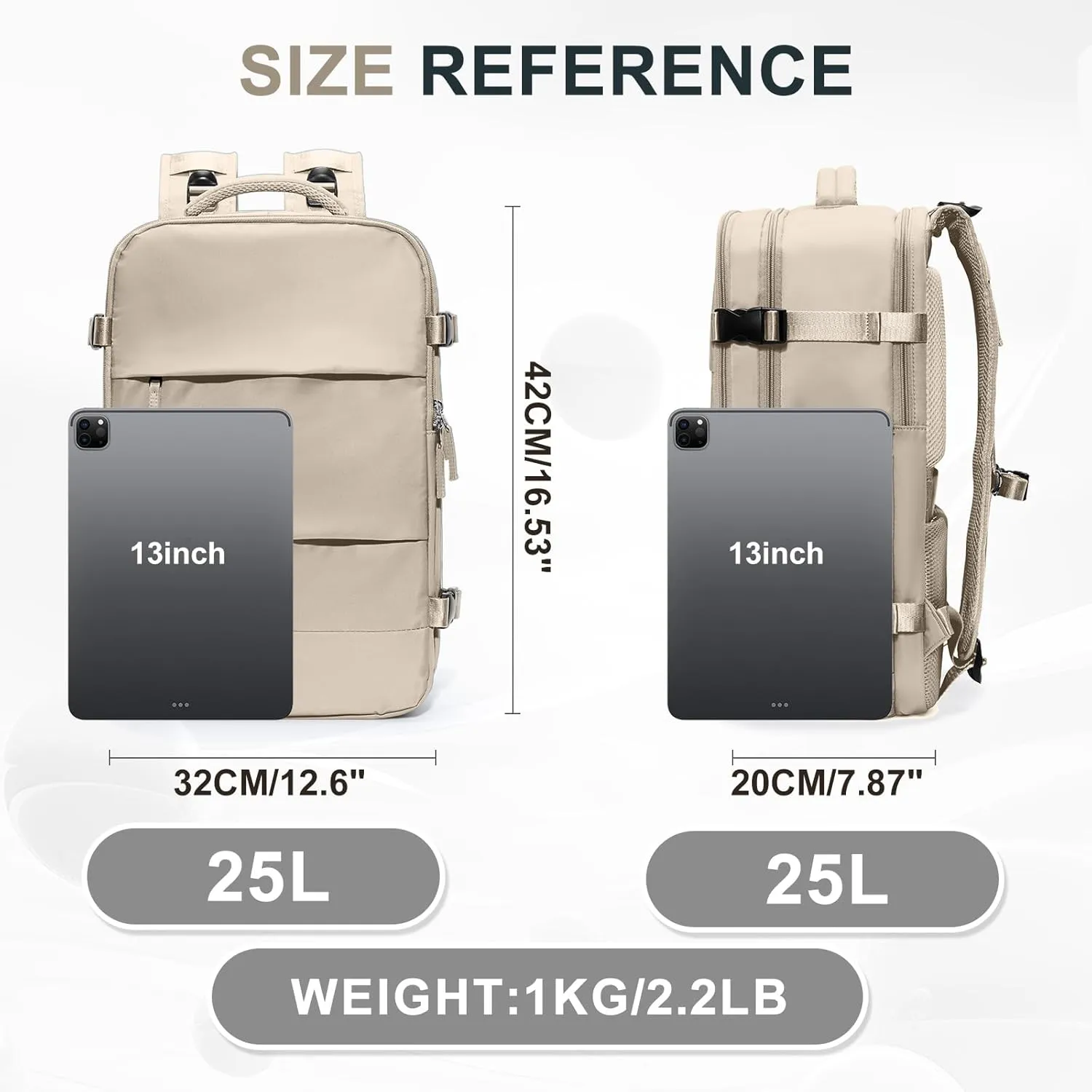 coowoz Large Travel Backpack For Women Men,Carry On Backpack,Hiking Backpack Waterproof Outdoor Sports Rucksack Casual Daypack travel essentials（Khaki）