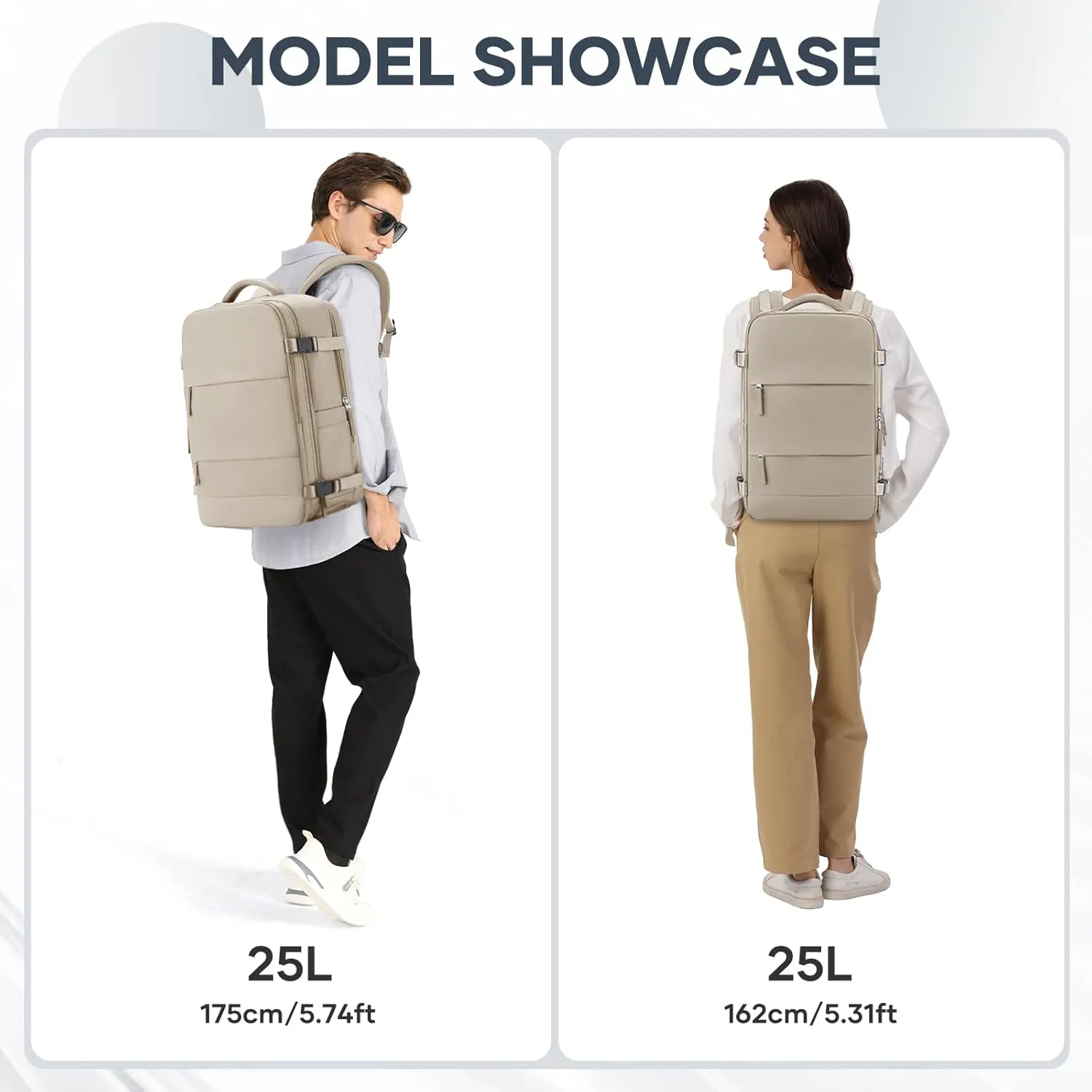 coowoz Large Travel Backpack For Women Men,Carry On Backpack,Hiking Backpack Waterproof Outdoor Sports Rucksack Casual Daypack travel essentials（Khaki）