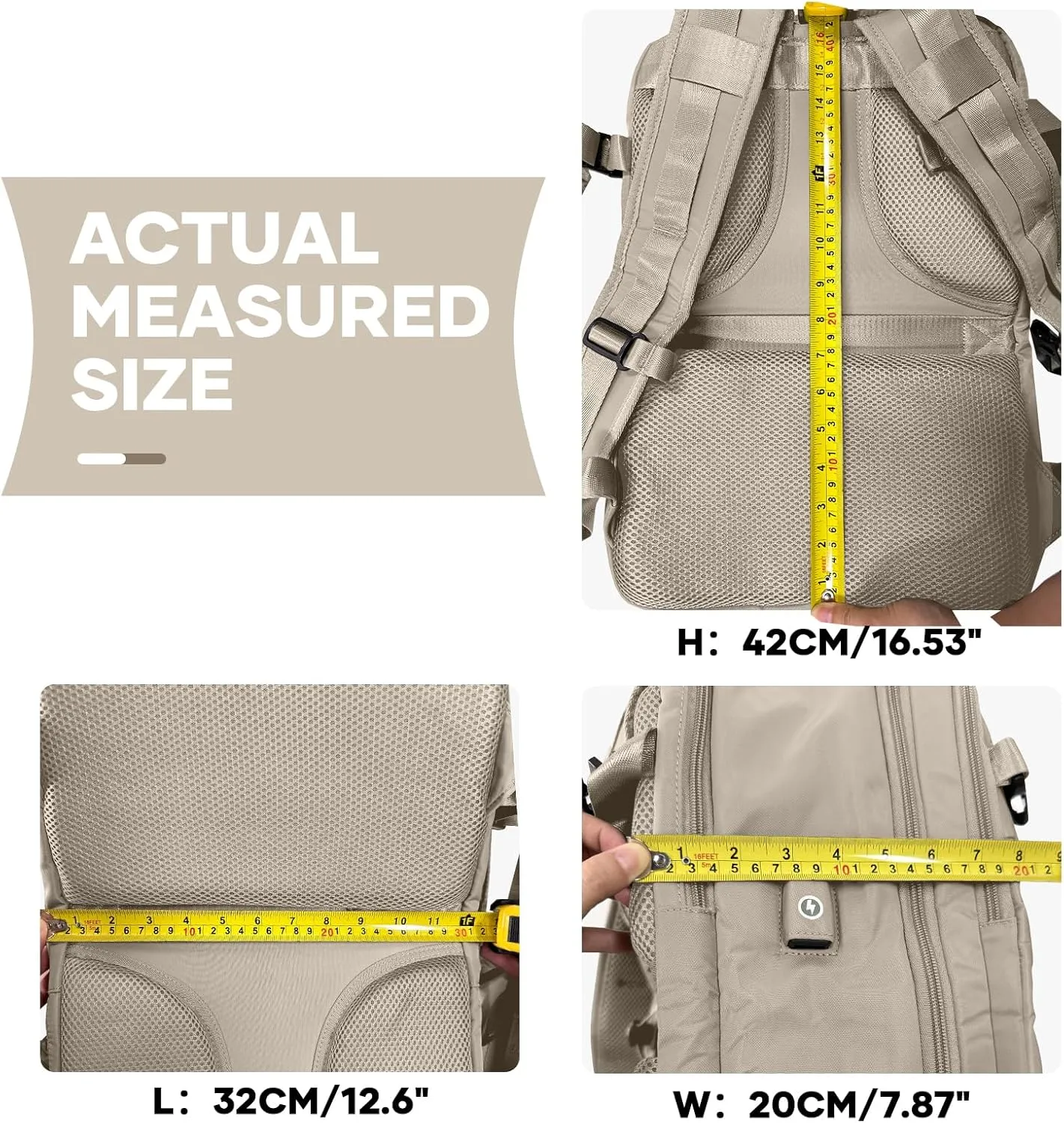 coowoz Large Travel Backpack For Women Men,Carry On Backpack,Hiking Backpack Waterproof Outdoor Sports Rucksack Casual Daypack travel essentials（Khaki）