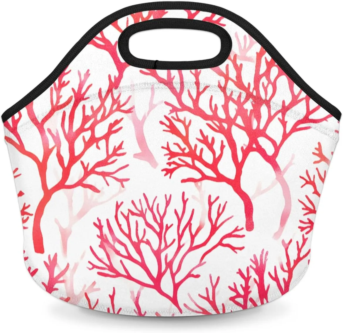 Coral Bush Sea Plant Neoprene Lunch Bag Insulated Cooler Tote Bag Reusable Lunch Box Thermal Food Container Soft Handbag for Women Work Picnic