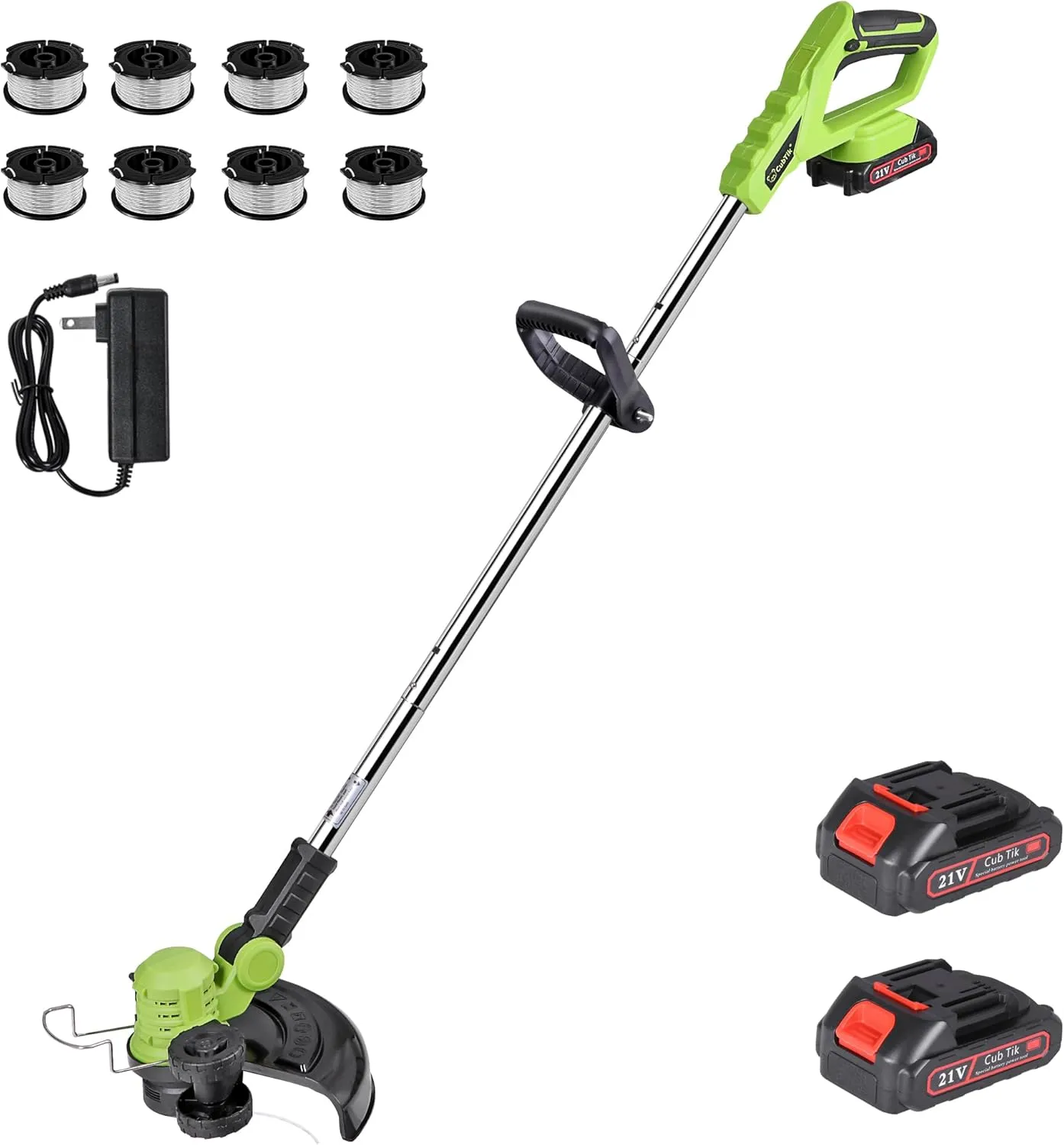 Cordless Weed Wacker Electric Weed Eater 12" 20V String Trimmer Battery Operated with 8 Pcs Spool Trimmer Lines and 1 Spool Cap 2.0Ah Batteries Fast Charger