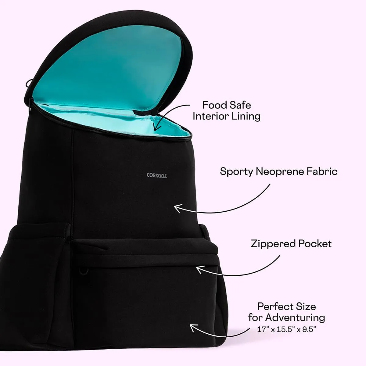 Corkcicle Lotus Backpack Cooler Bag,15.5”x17”–Keep Cool All Day with Portable Backpack Cooler–Side Pockets & Food Safe