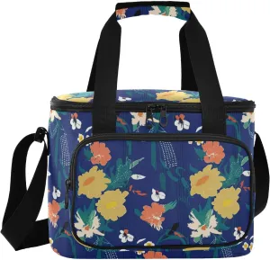 Corn Leaf Blue Insulated Cooler Bag for Women Men Leakproof 24 Can Camping Lunch Cooler for Grocery Office
