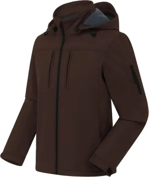 CREATMO US Men's Softshell Military Jacket With Removable Hood, Fleece Lined and Water Repellent Outdoor Reflective Coat