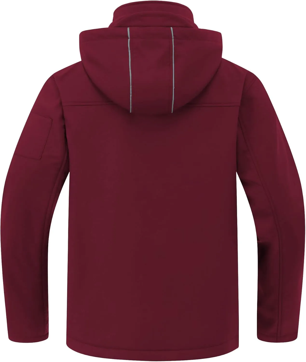 CREATMO US Men's Softshell Military Jacket With Removable Hood, Fleece Lined and Water Repellent Outdoor Reflective Coat