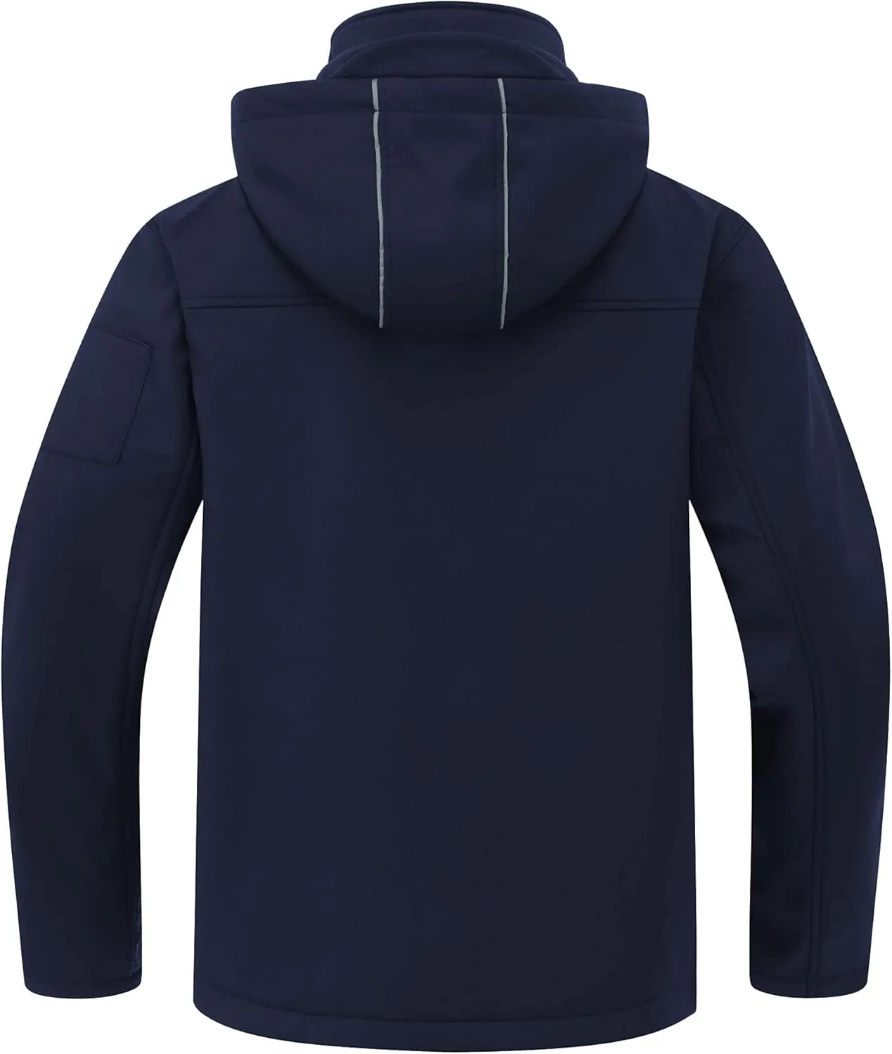 CREATMO US Men's Softshell Military Jacket With Removable Hood, Fleece Lined and Water Repellent Outdoor Reflective Coat