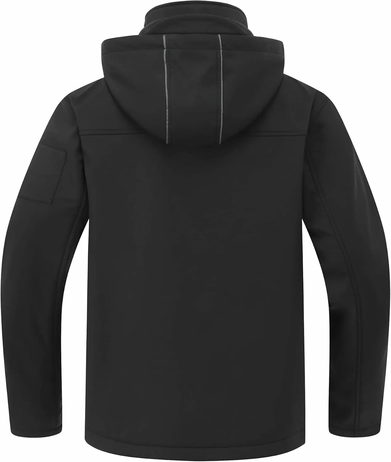 CREATMO US Men's Softshell Military Jacket With Removable Hood, Fleece Lined and Water Repellent Outdoor Reflective Coat