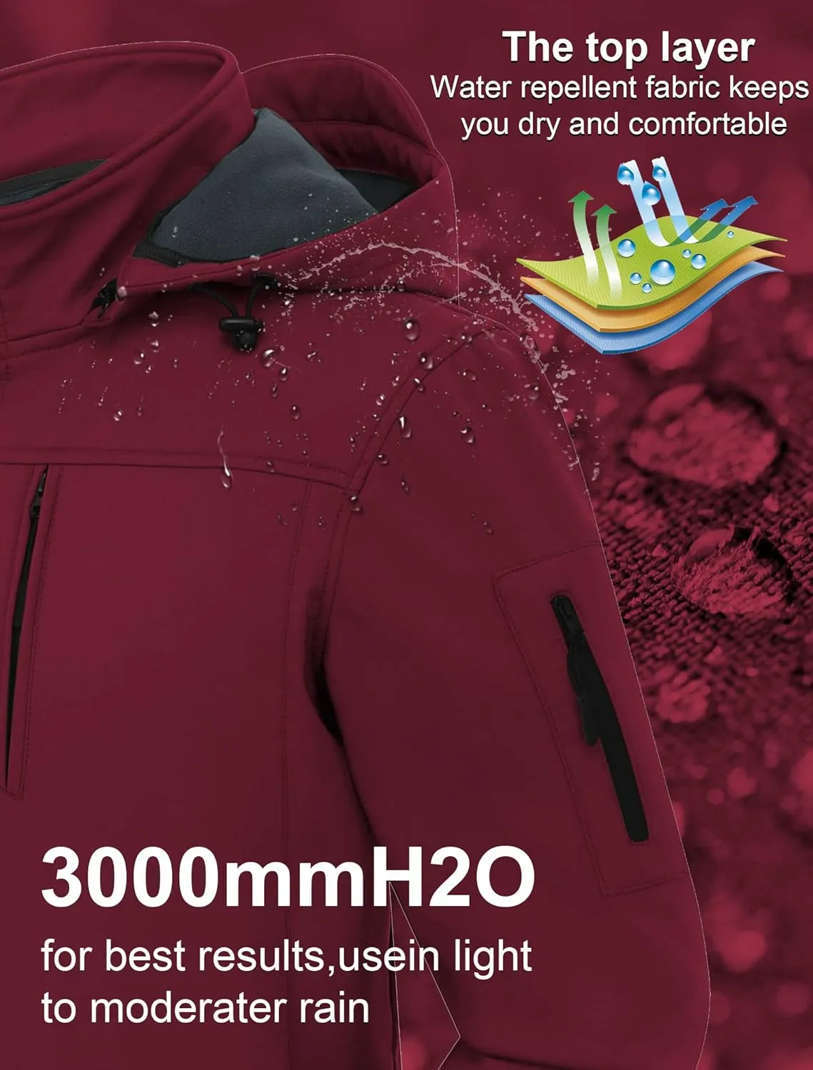 CREATMO US Men's Softshell Military Jacket With Removable Hood, Fleece Lined and Water Repellent Outdoor Reflective Coat