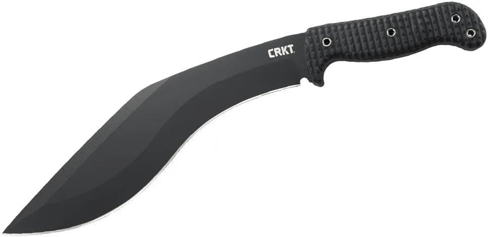 CRKT KUK Fixed Blade Knife: Carbon Steel Knife with Full Tang Kukri Recurved Blade, Injection Molded Handle, and Polyester Sheath 2742