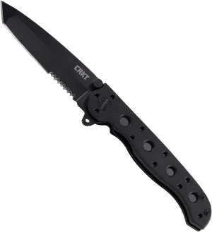 CRKT M16-10KZ EDC Folding Pocket Knife: Everyday Carry, Black Serrated Edge Blade, Tanto, Automated Liner Safety, Nylon Handle, Pocket Clip