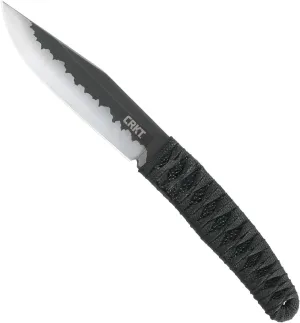 CRKT Nishi EDC Knife: Everyday Carry Fixed Blade Knife, Clip Point Blade with Titanium Nitride Finish, Cord Wrapped Handle, Sheath 2290
