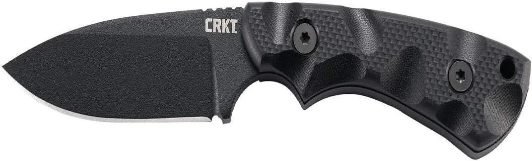 CRKT SIWI Fixed Blade Knife: Compact and Lightweight Black Knife with Carbon Steel, Plain Edge Blade, G10 Handle and Glass Reinforced Nylon Sheath Case 2082
