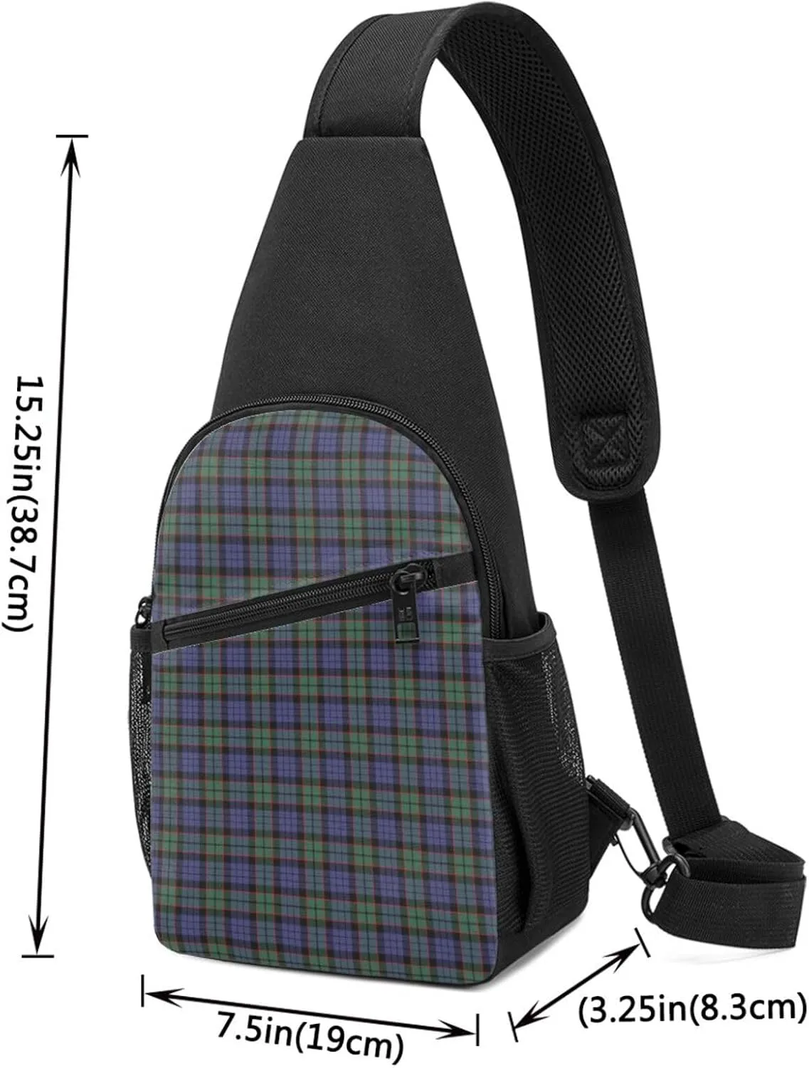 Crossbody Sling Backpack Fletcher Modern Tartan Shoulder Chest Bag Daypack for Traveling Sport