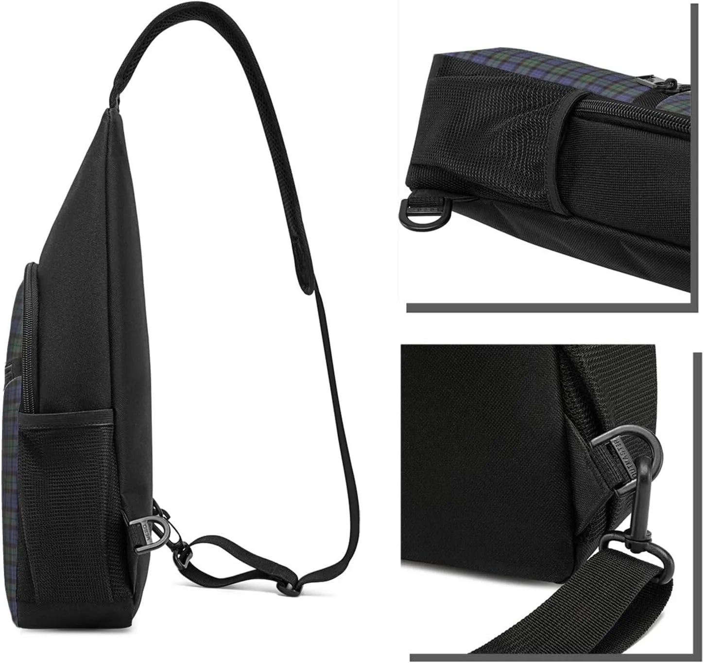 Crossbody Sling Backpack Fletcher Modern Tartan Shoulder Chest Bag Daypack for Traveling Sport