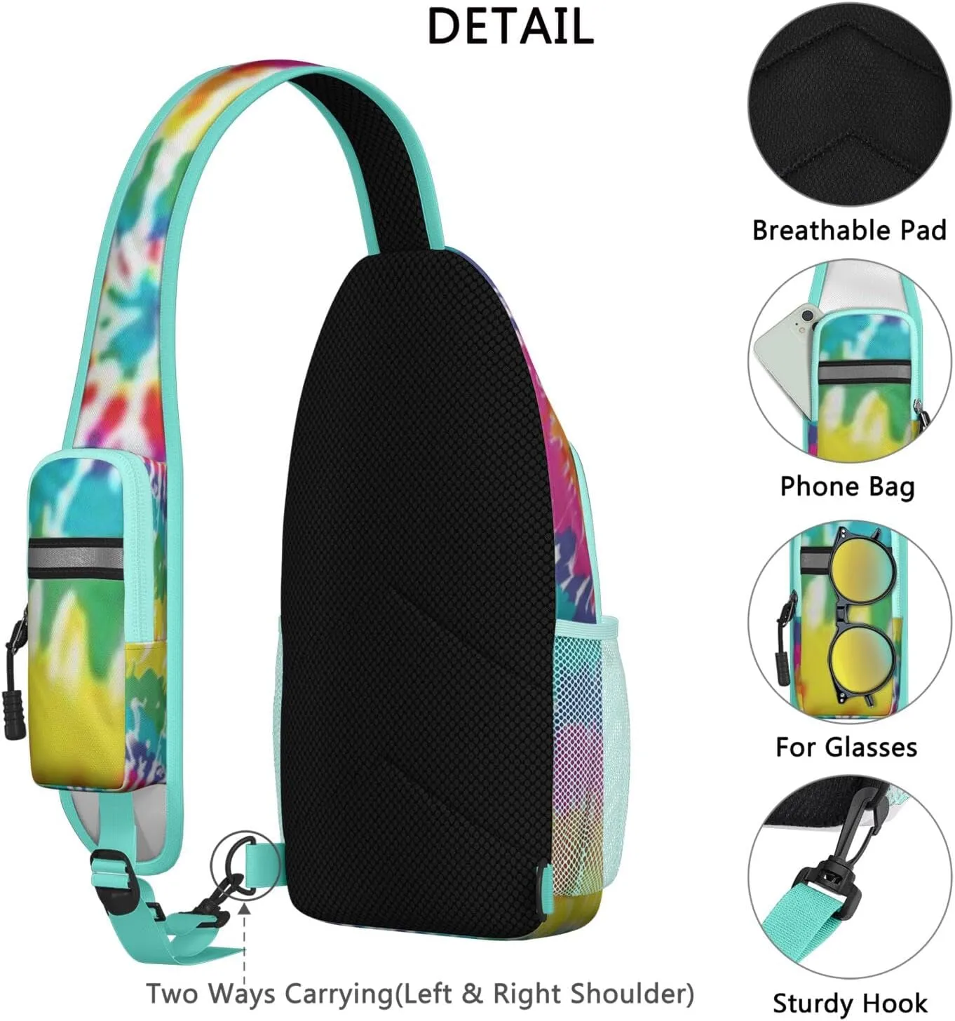Crossbody Sling Backpack Mini Water Resistant Sling Bag - Adjustable Chest Strap Backpack for Outdoor Hiking Cycling