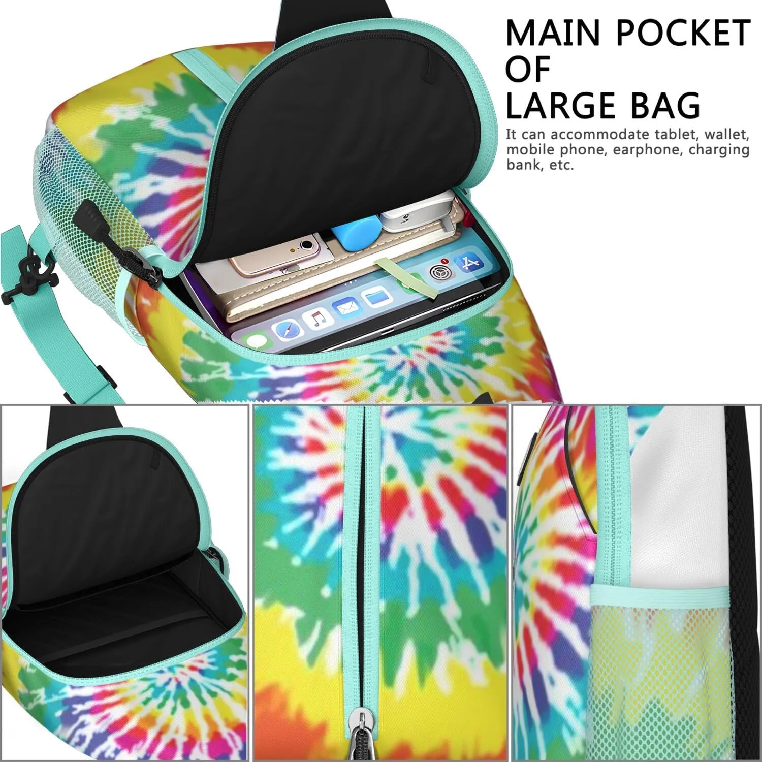 Crossbody Sling Backpack Mini Water Resistant Sling Bag - Adjustable Chest Strap Backpack for Outdoor Hiking Cycling