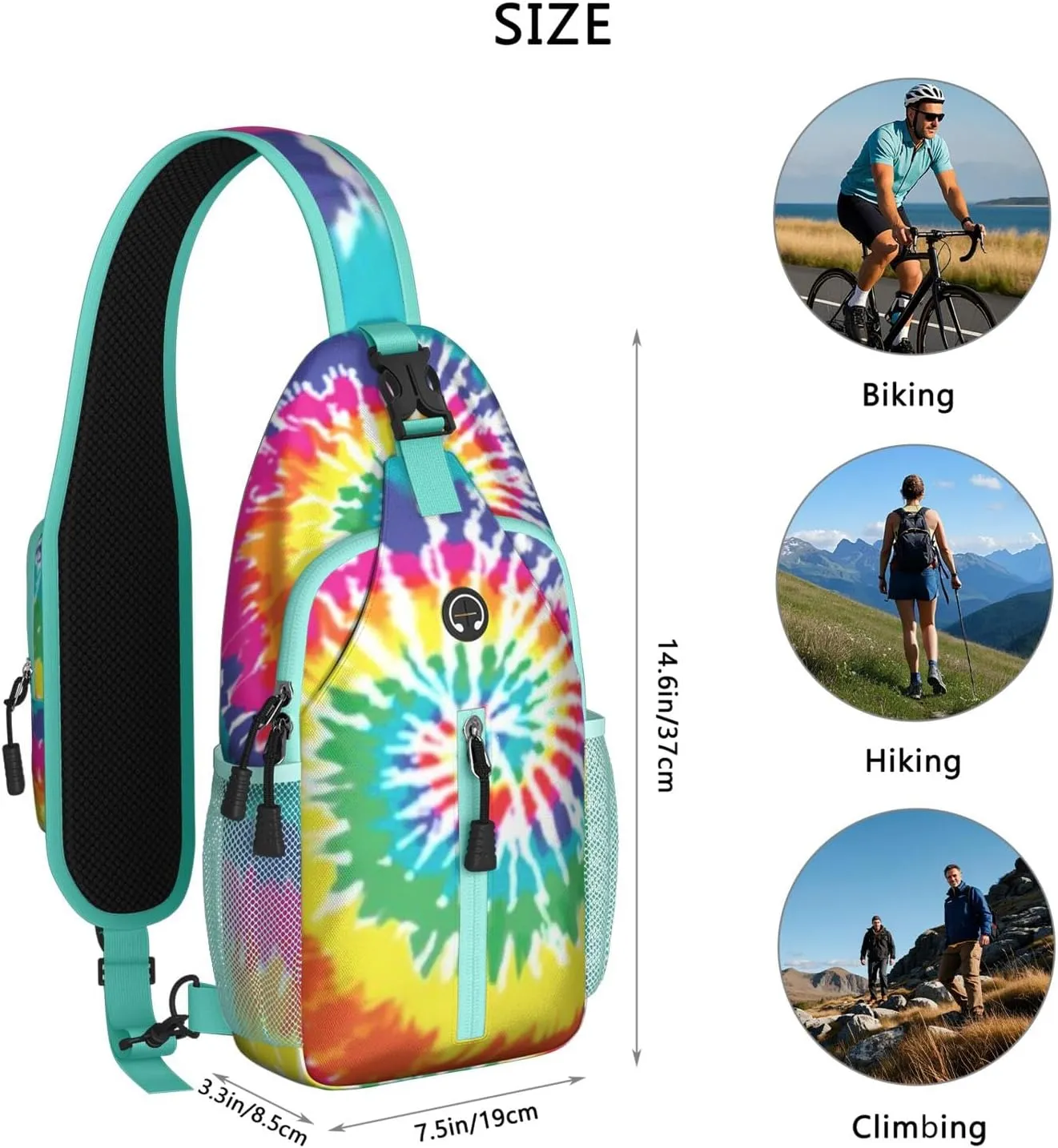 Crossbody Sling Backpack Mini Water Resistant Sling Bag - Adjustable Chest Strap Backpack for Outdoor Hiking Cycling
