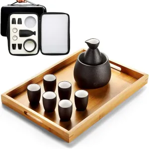 Cups,Crafts Cup Ceramic, Japanese with Storage Bag Sake Cup Set 9 Pieces with Tray Traditional Porcelain Pottery Ceramic Cups Crafts Wine Glasses,10 Pieces of B