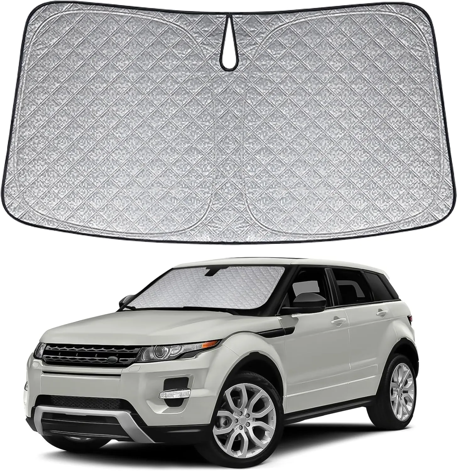 Custom Fit Windshield Sun Shade for 2012-2025 Range Rover Evoque, Foldable Car Sunshade with Storage Bag, Heat Reflective & UV Protection