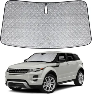 Custom Fit Windshield Sun Shade for 2012-2025 Range Rover Evoque, Foldable Car Sunshade with Storage Bag, Heat Reflective & UV Protection