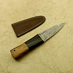 Custom Handmade Celtic Scottish - Genuine Damascus steel Sgian Dubh Dirk knife with sheath Z-186