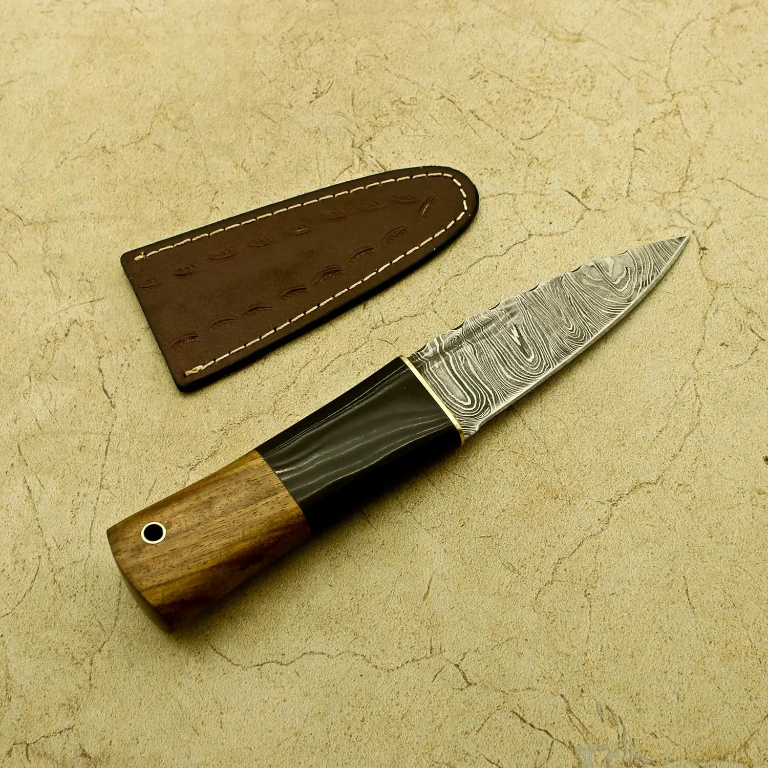 Custom Handmade Celtic Scottish - Genuine Damascus steel Sgian Dubh Dirk knife with sheath Z-186