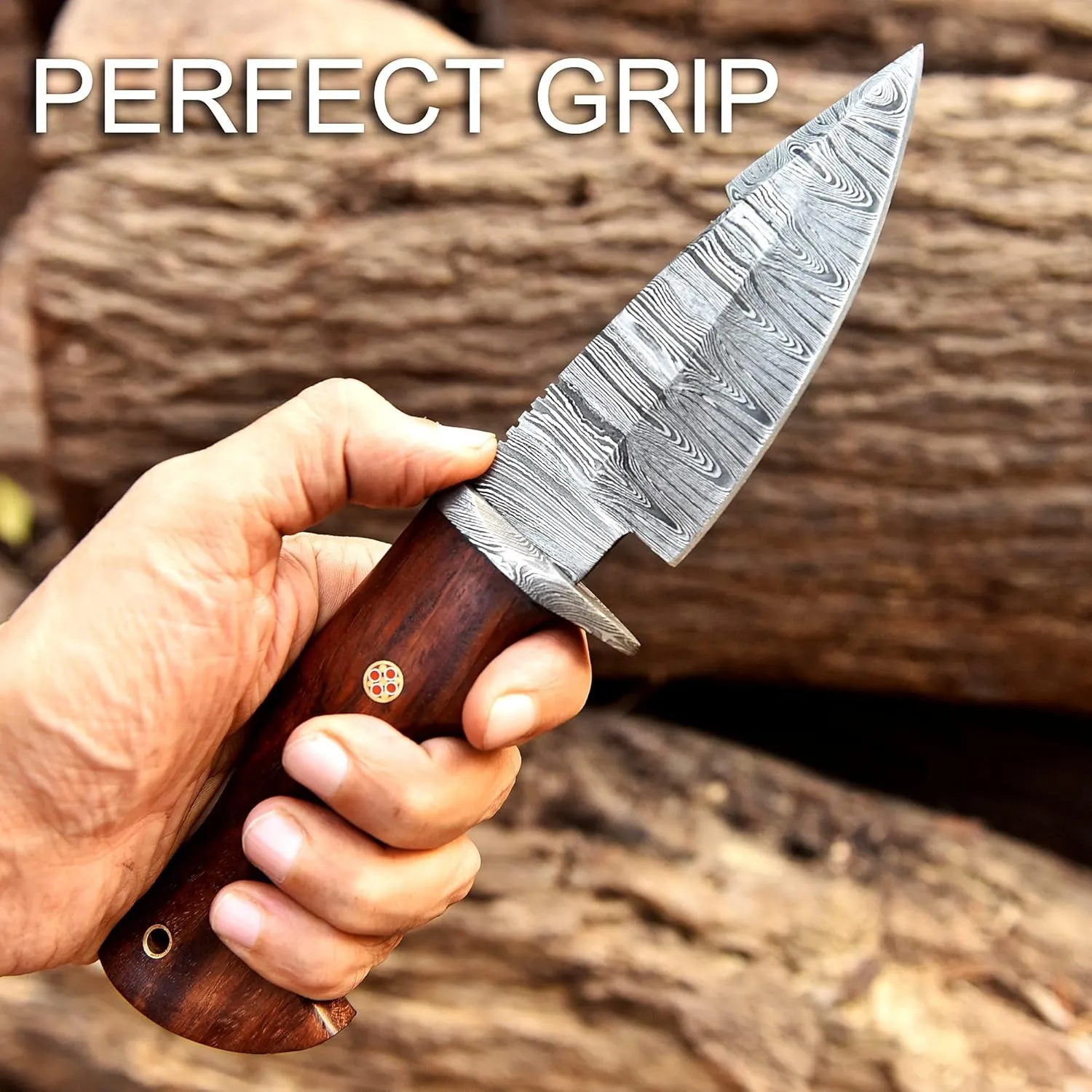 Custom Handmade Damascus Steel Fixed Blade Hunting Knife with Leather Sheath- 10inch Survival Hunting Knives for men- Belt Knife with Horizontal and Vertical carry- Best Skinning knife for hunting Camping Outdoor