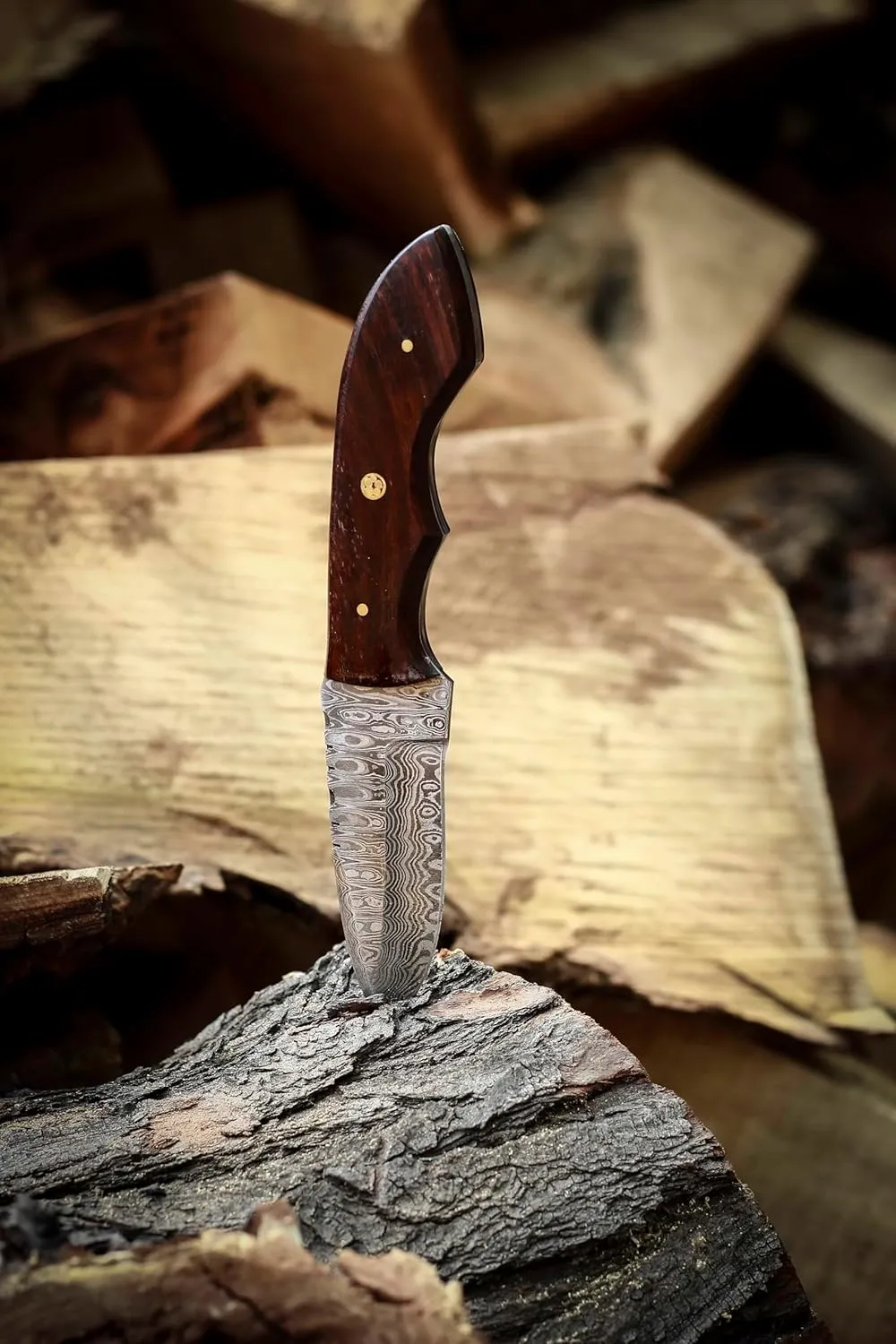 Custom Handmade Damascus Steel Hunting Skinning Knife With Leather Sheath-Edc Fixed Blade Deer Hunting Knives for men- Survival Belt Knife For Outdoor Camping