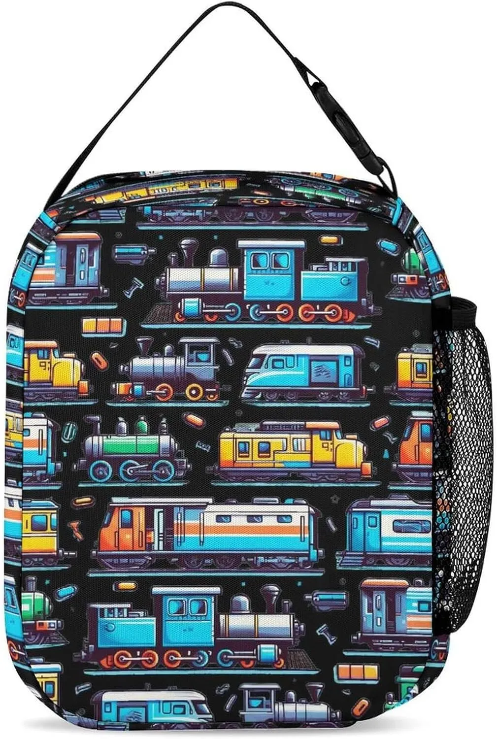 Custom Train Backpack with Lunch Box & Pencil Case for Kids Girls Boys School, 16 Inch Cute Train Bookbag, School Backpack for Students Children, Lightweight, Large Capacity