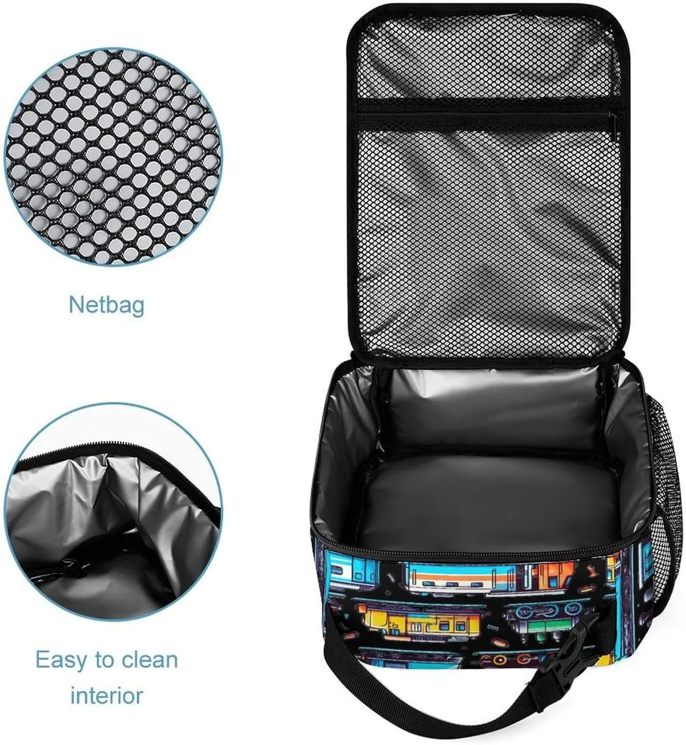 Custom Train Backpack with Lunch Box & Pencil Case for Kids Girls Boys School, 16 Inch Cute Train Bookbag, School Backpack for Students Children, Lightweight, Large Capacity