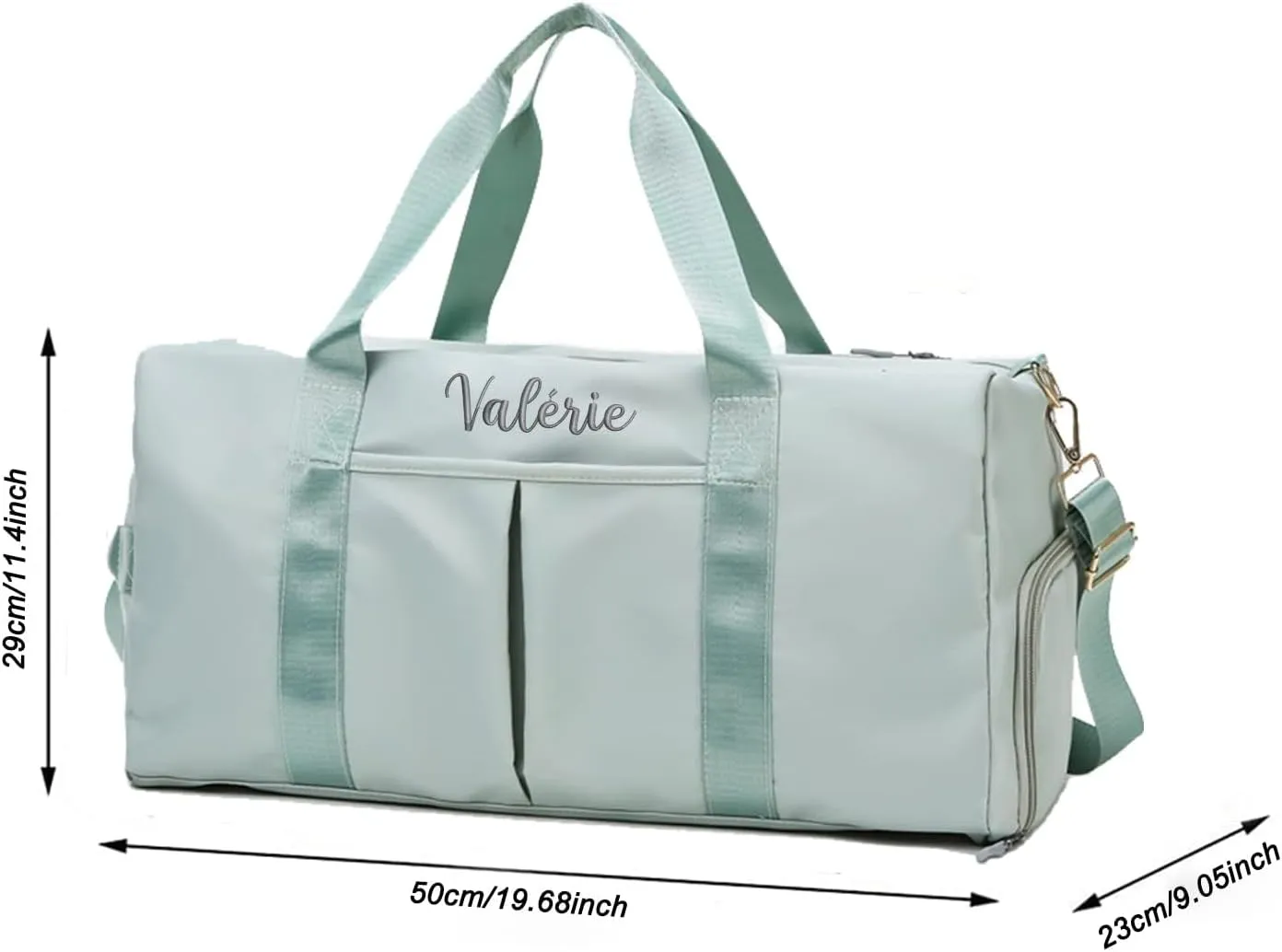 Customized Large Capacity Travel Duffle Bag with Embroidery Name,Wet Dry Pockets & Shoe Compartment,Ideal for Weekend Getaways,Long Trips,Groomsman,Bridesmaid (Green)