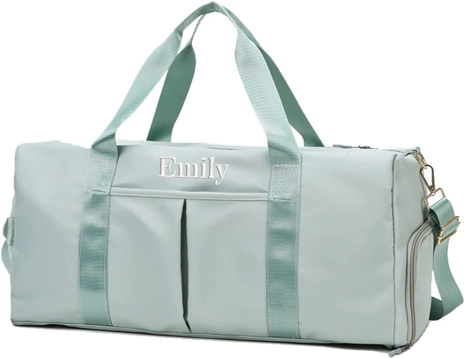 Customized Large Capacity Travel Duffle Bag with Embroidery Name,Wet Dry Pockets & Shoe Compartment,Ideal for Weekend Getaways,Long Trips,Groomsman,Bridesmaid (Green)