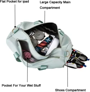 Customized Large Capacity Travel Duffle Bag with Embroidery Name,Wet Dry Pockets & Shoe Compartment,Ideal for Weekend Getaways,Long Trips,Groomsman,Bridesmaid (Green)