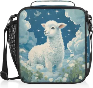 Cute Alpaca Lunch Bags for Women Men Nebula Insulated Lunch Box Lunchbox Cooler Tote Bag Shoulder Strap Reusable for Beach Travel Picnic